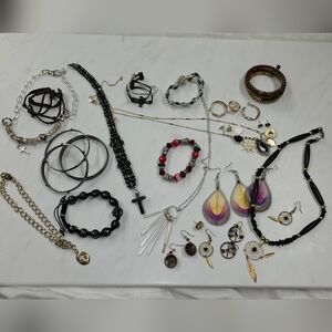 Costume Jewelry Bundle Cross Peace Boho Faith Hippie Necklace Earrings Bracelet